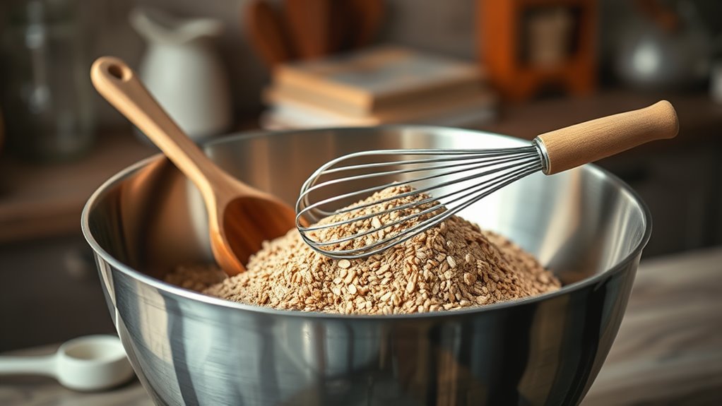 Fluffy Millet Breakfast Cake With Stone Fruit 3 whisking dry ingredients smoothly