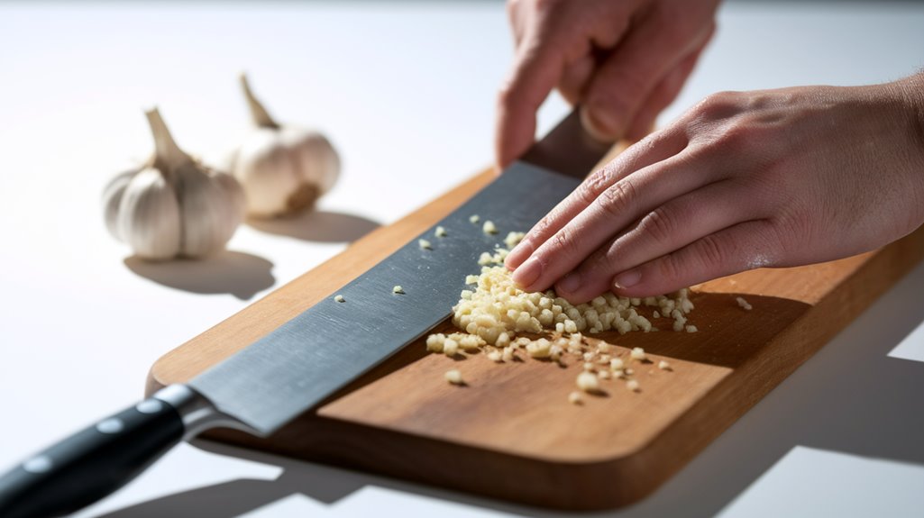 add minced garlic quickly
