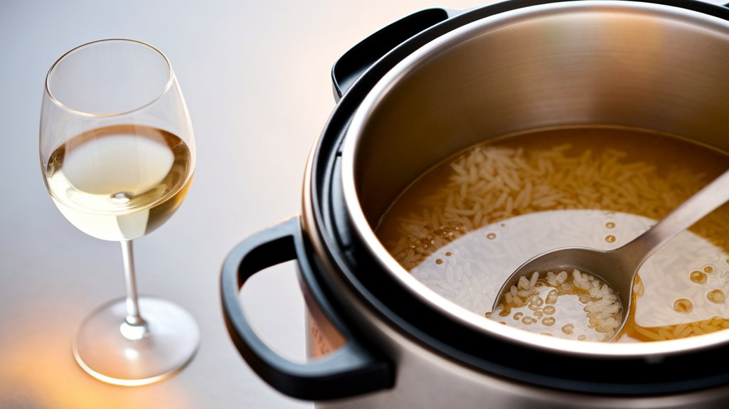 Rice Cooker Risotto 4 add white wine gradually