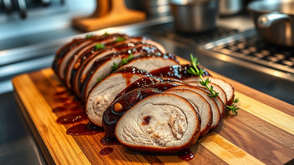Mit braunem Zucker und Balsamico glasiertes Schweinefilet 1 balsamic glazed pork tenderloin