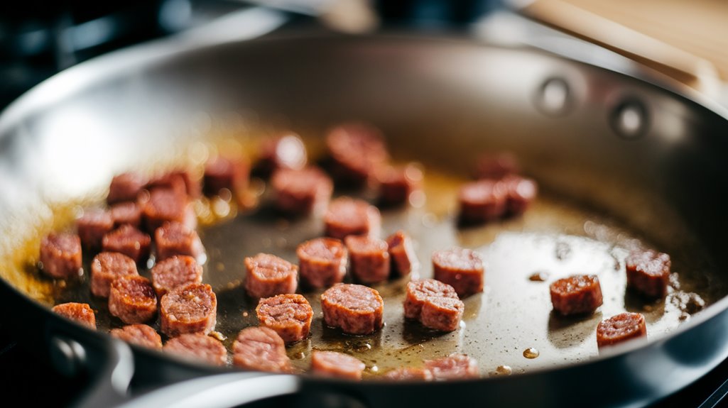brown sausage with oil