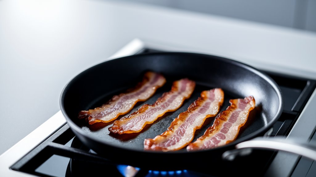 brown three slices bacon