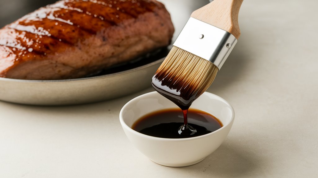 Mit braunem Zucker und Balsamico glasiertes Schweinefilet 6 brush balsamic glaze evenly