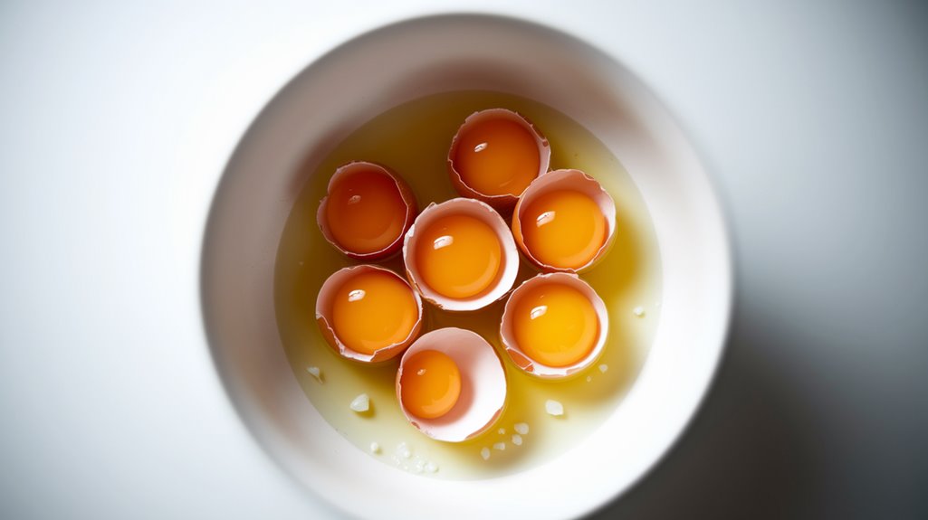 crack six eggs gently