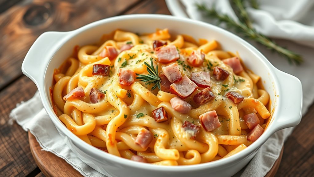 creamy ham tetrazzini dish