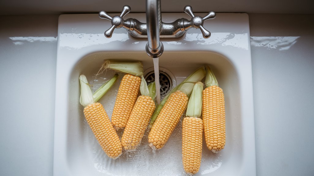 Oven Roasted Corn on the Cob With Husks 5 gentle rinse preserves sweetness