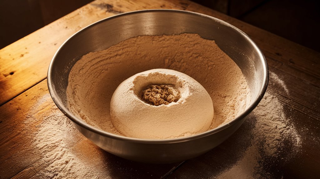 mixing yeast and ingredients