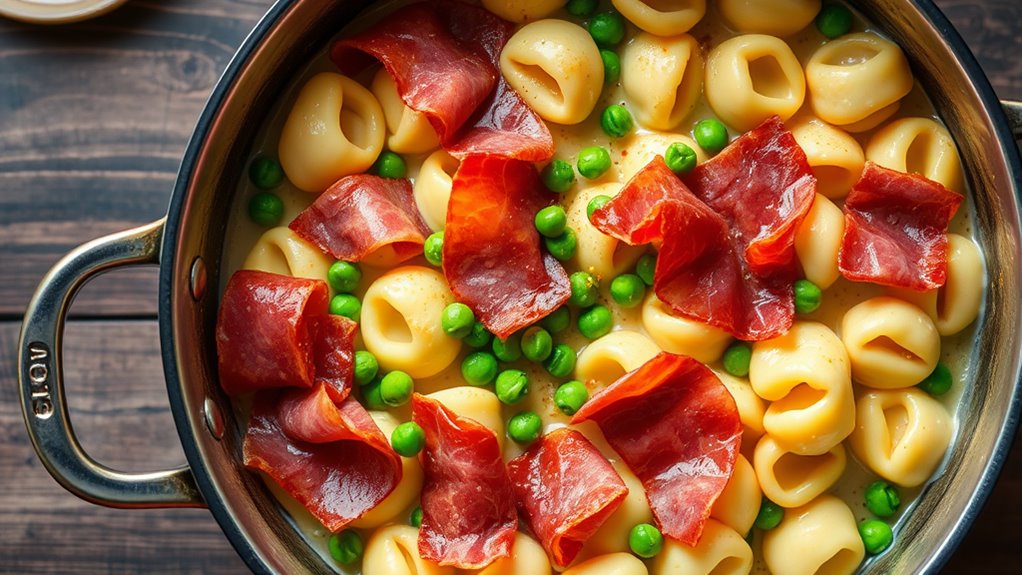 one pot tortellini prosciutto peas