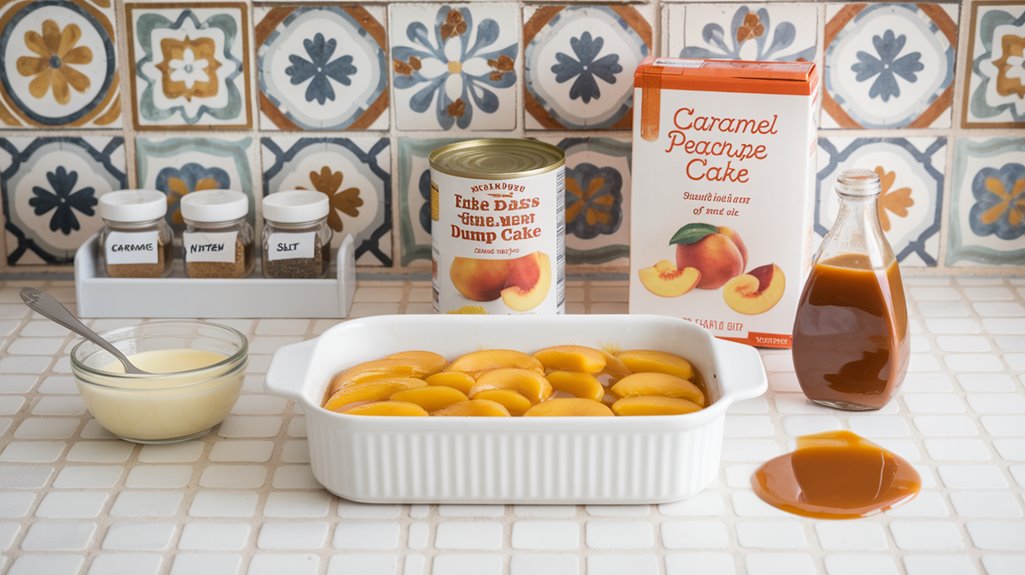 Caramel Peach Dump Cake 2 peach dump cake variations