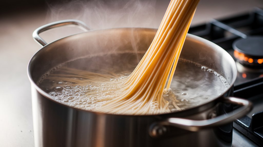 Pasta With Garlic Butter Sauce 5 submerge fettuccine in pot