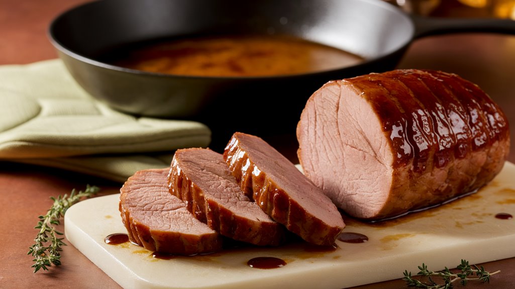 Mit braunem Zucker und Balsamico glasiertes Schweinefilet 7 tightly seal in juices